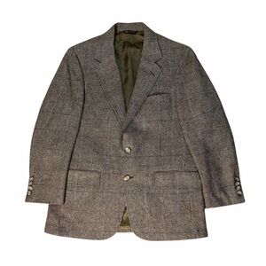 Van Julian Wool Houndstooth Blazer 40R Brown Check Made in USA